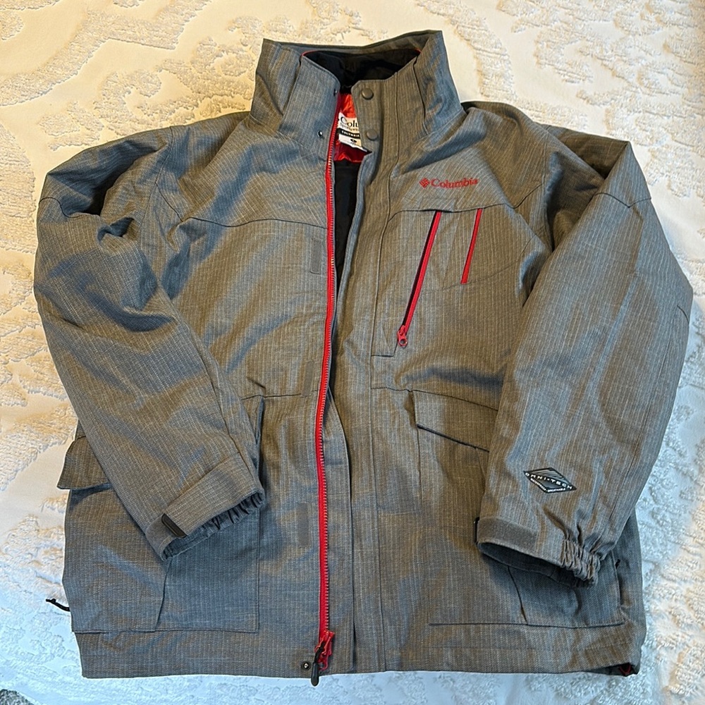 Columbia Gray Jacket with Red Accents